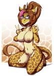  anthro breasts brown_hair celine_louison female giraffe hair mammal nipple_piercing nipples piercing rainbowscreen solo 
