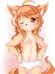  :3 anthro bd_collie blush breasts camel_toe canine chest_tuft claws clothing cub dog female flat_chested kemono mammal nipples one_eye_closed panties red_eyes smile solo tuft underwear wink young 