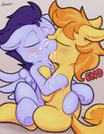  2016 braeburn_(mlp) colored cum cum_on_face duo earth_pony edit english_text equine fearingfun feathered_wings feathers feral friendship_is_magic hair hi_res hooves horse kissing male male/male mammal my_little_pony one_eye_closed pegasus pony soarin_(mlp) text wings wonderbolts_(mlp) 