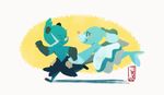  blue_body blush brionne cute cyanroll dewott duo mammal marine nintendo pinniped pok&eacute;mon seal video_games walking 