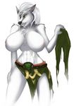  anthro big_breasts breasts canine clothed clothing fangs female huge_breasts kittentits loincloth looking_at_viewer mammal nipples solo teeth wide_hips 