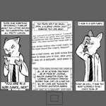  2016 anthro black_and_white canine clothed clothing comic disney english_text fox male mammal meta monochrome nick_wilde noir replytoanons solo text zootopia 