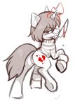  2016 ambiguous_gender blood chara_(undertale) clothing cutie_mark equine hioshiru horn knife leviru licking magic mammal monochrome my_little_pony ponification red_eyes sketch solo sweater tongue tongue_out undertale unicorn video_games 