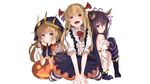  bandage blonde_hair blush boots breasts cagliostro_(granblue_fantasy) cape danua dress fang gloves granblue_fantasy group halloween hat horns long_hair pantyhose pointed_ears pumpkin purple_eyes purple_hair red_hair ribbons samanosuke thighhighs vampire vampy wings wristwear 