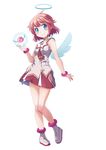  absurdres angel_wings blue_eyes bracelet choker gal_gun gal_gun_double_peace halo highres jewelry masanori_ito official_art patako_(gal_gun) pink_hair short_hair skirt sleeveless smile solo wings 