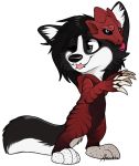  2018 anthro aseethe black_fur black_hair black_nose canine clothed clothing costume digital_media_(artwork) dog female fur hair husky mammal simple_background smile solo white_background 