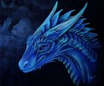  ambiguous_gender blue_eyes blue_scales dragon headshot horn isvoc scales smile traditional_media_(artwork) watercolor_(artwork) 