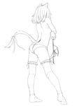  animal_ears ass bad_id bad_pixiv_id bra bra_removed breasts cat_ears cat_tail covering covering_breasts ewokaku_kitsune extra_ears facing_away frilled_legwear greyscale holding holding_bra lineart monochrome original panties ribbon short_hair shoulder_blades sideboob simple_background sketch small_breasts solo tail tail_ribbon thighhighs underwear underwear_only white_background 