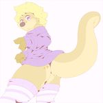  bottomless butt clothed clothing legwear looking_at_viewer looking_back mammal mustelid otter otto0ttsy otto_the_ott raised_tail rear_view sweatshirt thick_thighs 