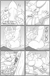  anthro blush clock-face comic dragon english_text erection growth hyper hyper_muscles hyper_penis macro male masturbation monochrome muscle_growth muscular nude penis smile solo text 