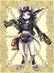  artist_reqeust black_hair brown_eyes furry long_hair rat weapon 