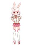  :o animal_ears blade_(galaxist) blush bunny_ears eyebrows eyebrows_visible_through_hair flat_chest full_body gradient_hair highlights multicolored_hair official_art paw_pose pink_hair pleated_skirt pop-up_story red_eyes ruri_ookami sandals short_hair simple_background skirt sleeve_cuffs sleeves_past_wrists solo st._feles_gakuen_uniform thighhighs two-tone_hair white_background white_hair white_legwear 