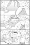  anthro bulge clock-face clothed clothing comic dragon english_text growth male monochrome muscle_growth solo standing text torn_clothing 