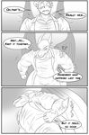  anthro clock-face clothing comic dragon english_text growth male monochrome muscle_growth muscular solo text torn_clothing 