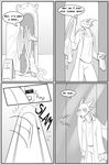  anthro clock-face clothed clothing comic dragon english_text male monochrome smile solo standing text wings 