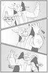  anthro clock-face clothed clothing comic dragon english_text growth male monochrome muscle_growth solo standing text torn_clothing 