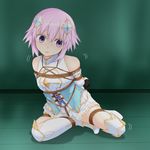  arms_behind_back bdsm bondage bound bound_wrists femuto hair_ornament highres neptune_(choujigen_game_neptune) neptune_(series) purple_eyes purple_hair restrained rope short_hair solo 