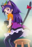  animal_ears black_gloves cat_ears cat_tail fake_animal_ears gloves halloween haruyama_kazunori izayoi_liko long_hair looking_at_viewer mahou_girls_precure! pantyhose precure purple_eyes purple_hair solo tail 