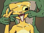  argonian cum cum_on_face felid fellatio female filthypally gangbang group group_sex katia_managan khajiit male mammal multiple_(disabiguation) oral prequel saliva scalie sex the_elder_scrolls victory_symbol video_games 