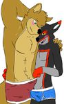  anthro blush bulge clothed clothing duo male male/male partially_clothed unknown_artist 