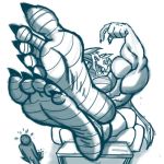  2018 5_fingers 5_toes barefoot claws dragon duo erection feet foot_focus hudson_(zp92) humanoid_feet male muscular muscular_male open_mouth penis size_difference smile soles toes tongue tongue_out zp92 