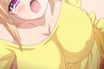  1girl animated animated_gif baka_na_imouto_o_rikou_ni_suru_no_wa_ore_no_xx_dake_na_ken_ni_tsuite blonde_hair bouncing_breasts breasts cleavage erect_nipples large_breasts mitsui_hana nipples no_bra purple_eyes saliva sex sweat tears wardrobe_malfunction 