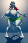  anthro big_breasts breasts canine clock-face clothed clothing female flashing huge_breasts hyper hyper_breasts looking_at_viewer mammal obese overweight solo standing thick_thighs 