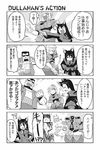  4koma animal_ears bandage_over_one_eye blood cigarette comic disembodied_head gloves greyscale hair_between_eyes hat long_hair minami_aomori monochrome o3o original partially_translated police police_uniform policewoman short_hair smoking stitches sunburst sweat too_literal translation_request undead uniform wolf_ears wolf_girl 