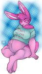  belly big_belly clothing female fur lagomorph mammal nut-case pink_fur pregnant rabbit shirt solo 