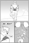  anthro arcanine beach clock-face clothed clothing comic english_text female group hyper hyper_muscles macro male monochrome muscular nintendo pok&eacute;mon seaside standing text video_games 