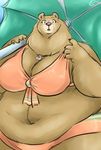  absurd_res bear big_breasts bikini breasts clothing female hi_res huge_breasts mammal morbidly_obese obese overweight solo swimsuit umbrella 