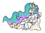  anthro breasts crown equine feathers friendship_is_magic hair horn mammal multicolored_hair multicolored_tail my_little_pony piercing princess_celestia_(mlp) purple_eyes ramott white_feathers white_skin winged_unicorn wings 