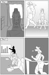  anthro clock-face clothed clothing comic dragon exercise feline female fish male mammal marine monochrome multiple_images muscular shark weightlifting workout 