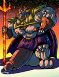  asgore_dreemurr balls big_balls bobert huge_balls hyper hyper_balls hyper_muscles hyper_penis male muscular muscular_male penis precum undertale video_games weapon 