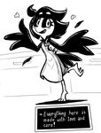  &lt;3 apron avian bird black_hair blush cheerie clothing darkvolt english_text feathers female hair looking_at_viewer monster name_tag smile solo text undertale video_games wings 