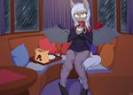  2016 anthro bat_pony beverage clothing coffee cup fan_character female my_little_pony raining replica_(artist) scarf solo sweater 