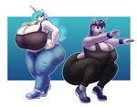  anthro big_breasts breasts clock-face clothed clothing duo equine female friendship_is_magic horn huge_breasts hyper hyper_breasts mammal my_little_pony obese overweight princess_celestia_(mlp) smile standing thick_thighs twilight_sparkle_(mlp) unicorn winged_unicorn wings 