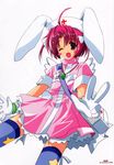  akane_makes_revolution animal_ears bunny_ears ikegami_akane nakahara_komugi nurse nurse_witch_komugi thigh-highs 