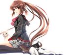  bow cat cradle_(artist) cropped little_busters! long_hair misaki_kurehito natsume_rin pink_bow school_uniform solo 