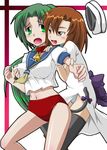  breast_grab breasts buruma grabbing green_hair higurashi_no_naku_koro_ni large_breasts miyakodori_takayuki multiple_girls ryuuguu_rena sonozaki_mion thighhighs yuri 