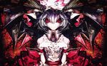  banpai_akira bat_wings blue_hair chain hat highres red_eyes remilia_scarlet short_hair solo touhou vampire wallpaper wings 