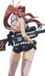  armor belt bikini bikini_armor gainax gloves gun highres hotpants long_hair pony_tail ponytail red_hair redhead scarf short_shorts shorts tengen_toppa_gurren-lagann tengen_toppa_gurren_lagann thigh_highs thighhighs vector vector_trace visor weapon yoko yoko_littner yoko_ritona 