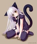  animal_ears cat cat_ears copyright_request kneeling long_hair saeki_hokuto solo thighhighs 