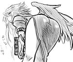  angel_wings ass ass_focus bent_over book breath_of_fire breath_of_fire_ii dr.p dress greyscale legs long_hair looking_back lowres monochrome nina_(breath_of_fire_ii) side_slit sketch skirt solo thighs wings 