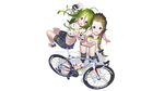  2girls bicycle bike_shorts breasts cleavage hitomi_kazuya original shorts skintight white 