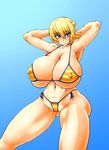  1girl bikini blonde_hair breasts female huge_breasts igawa_sakura lilith-soft looking_at_viewer nipples smile solo swimsuit taimanin_asagi wrato 