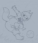  anthro balls butt canine cobaltsynapse male mammal monochrome penis solo wolf zabivaka 