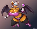  2019 anthro big_breasts breasts chiropteran clothed clothing curvaceous eyelashes female huge_breasts lipstick makeup mammal membranous_wings rouge_the_bat slothed smile solo sonic_(series) superix thick_bottom_lip thick_thighs wings 