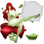  1_girl big_breasts breasts cleavage curly_hair curvy dc_comics flower green_lips green_skin huge_breasts large_breasts legs long_hair long_legs plant poison_ivy red_hair solo thighs voluptous wide_hips xiii yellow_eyes 