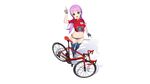  bicycle breasts cleavage hitomi_kazuya purple_hair skintight thighhighs twintails white 